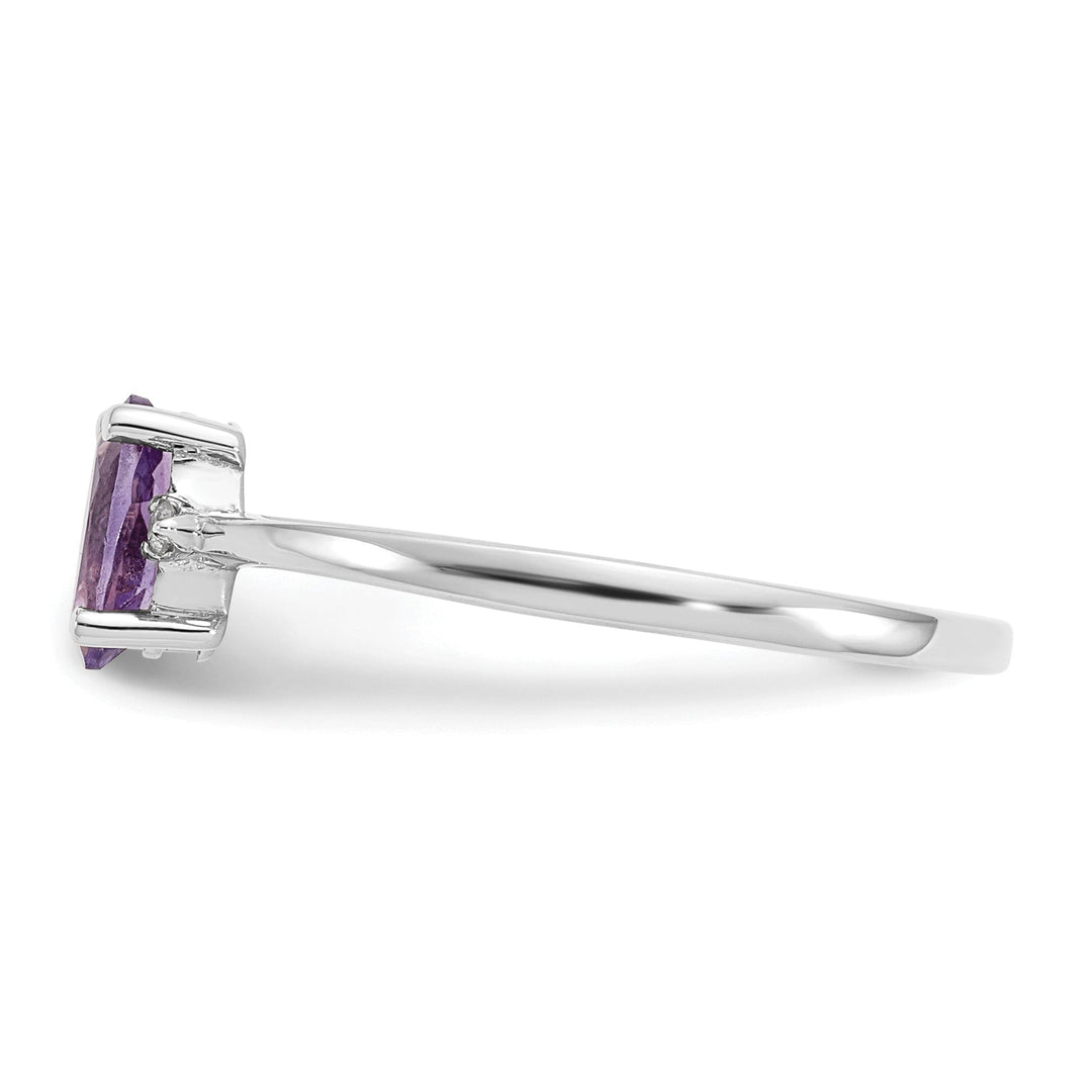 14k White Gold Diamond Amethyst Birthstone Ring