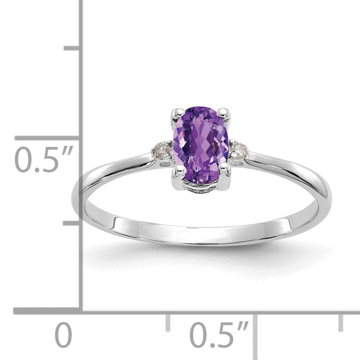 14k White Gold Diamond Amethyst Birthstone Ring