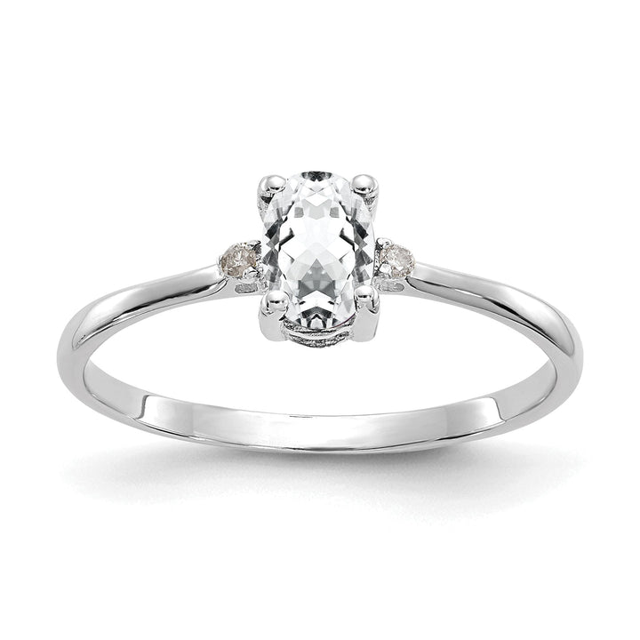 14k White Gold Diamond White Topaz Ring