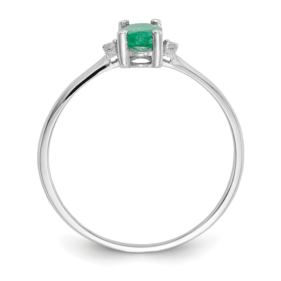 14k White Gold Diamond Emerald Birthstone Ring