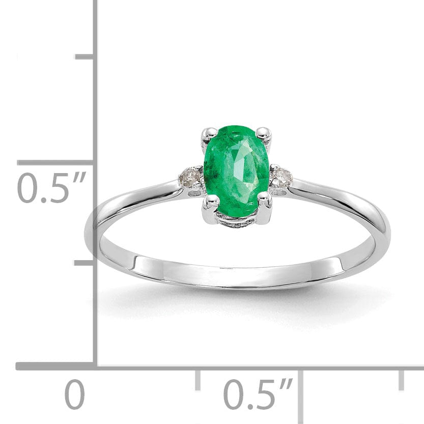 14k White Gold Diamond Emerald Birthstone Ring