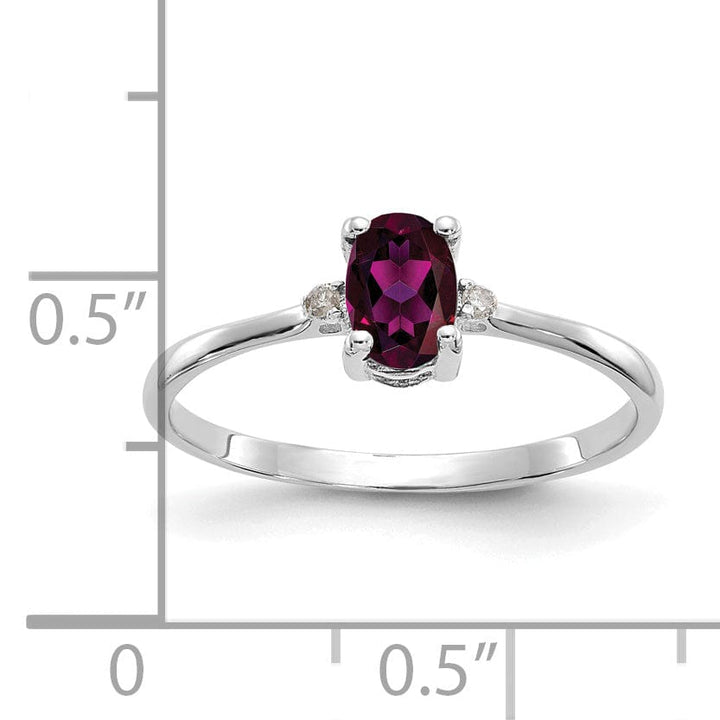 14k White Gold Diamond Garnet Birthstone Ring