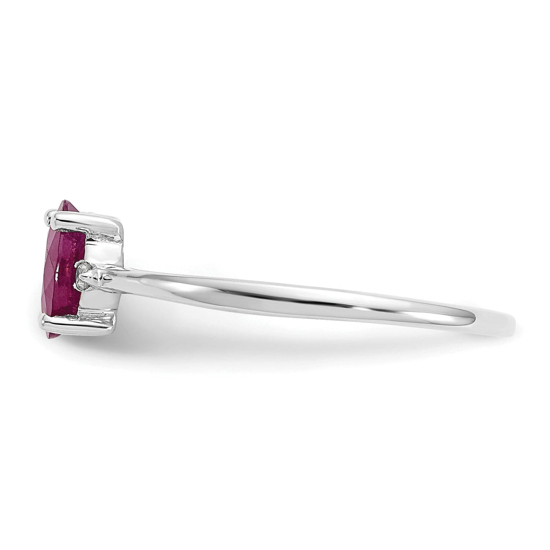 14k White Gold Diamond Ruby Birthstone Ring