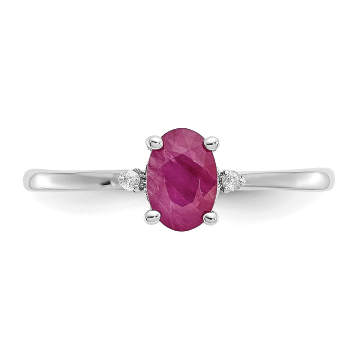 14k White Gold Diamond Ruby Birthstone Ring