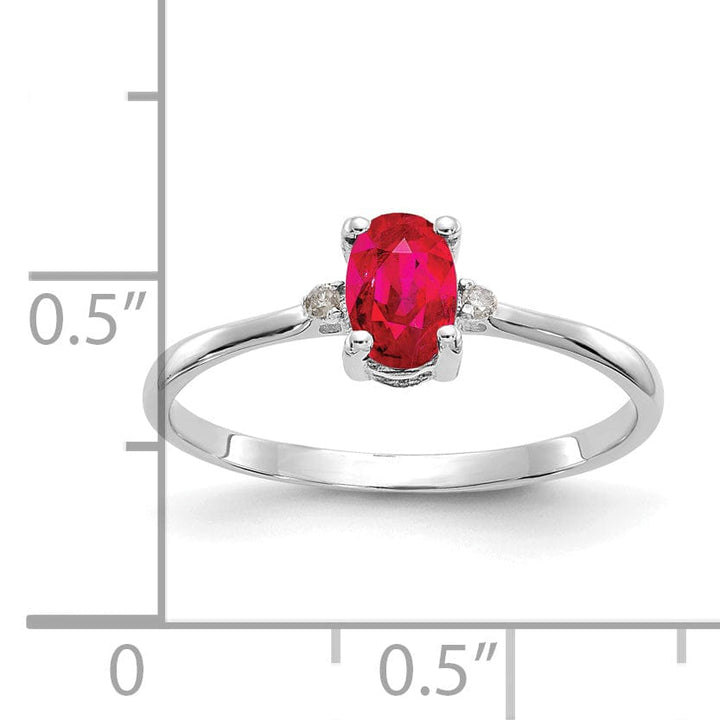 14k White Gold Diamond Ruby Birthstone Ring