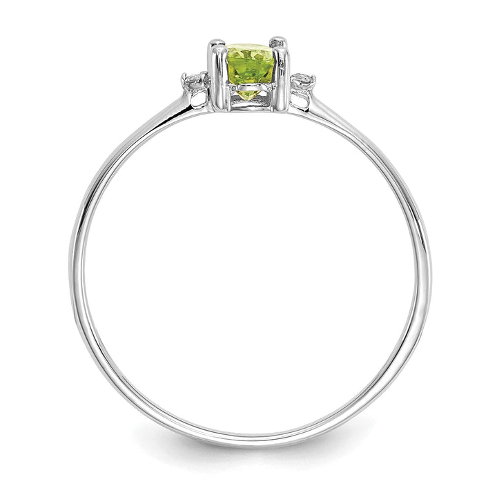 14k White Gold Diamond Peridot Birthstone Ring