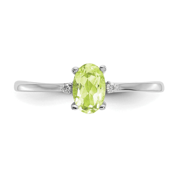 14k White Gold Diamond Peridot Birthstone Ring