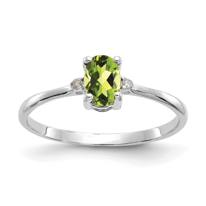 14k White Gold Diamond Peridot Birthstone Ring