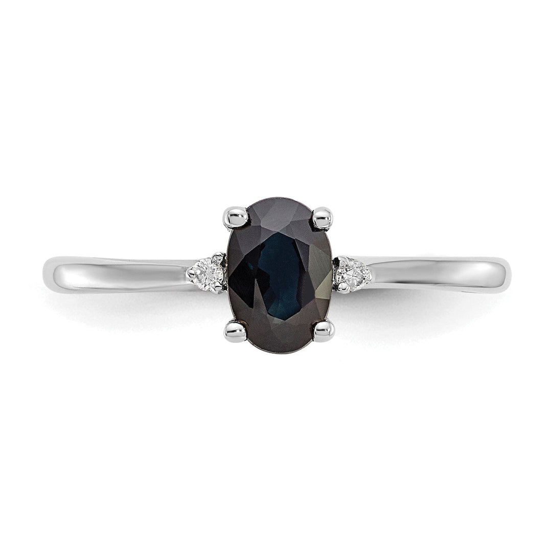 14k White Gold Diamond Sapphire Birthstone Ring