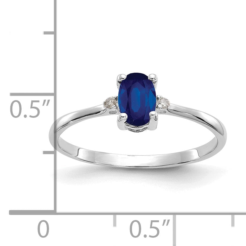 14k White Gold Diamond Sapphire Birthstone Ring