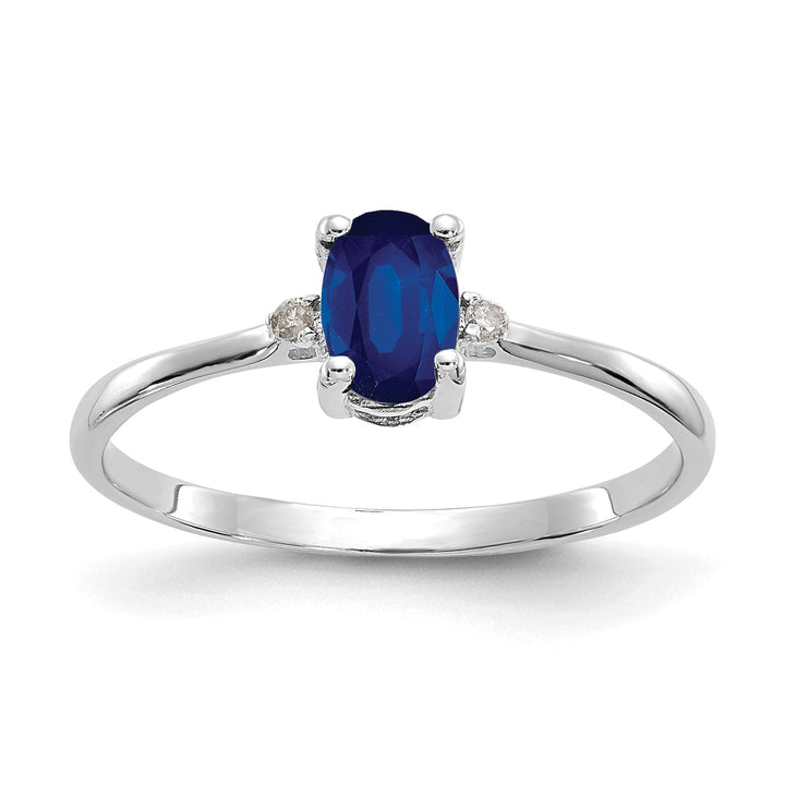 14k White Gold Diamond Sapphire Birthstone Ring