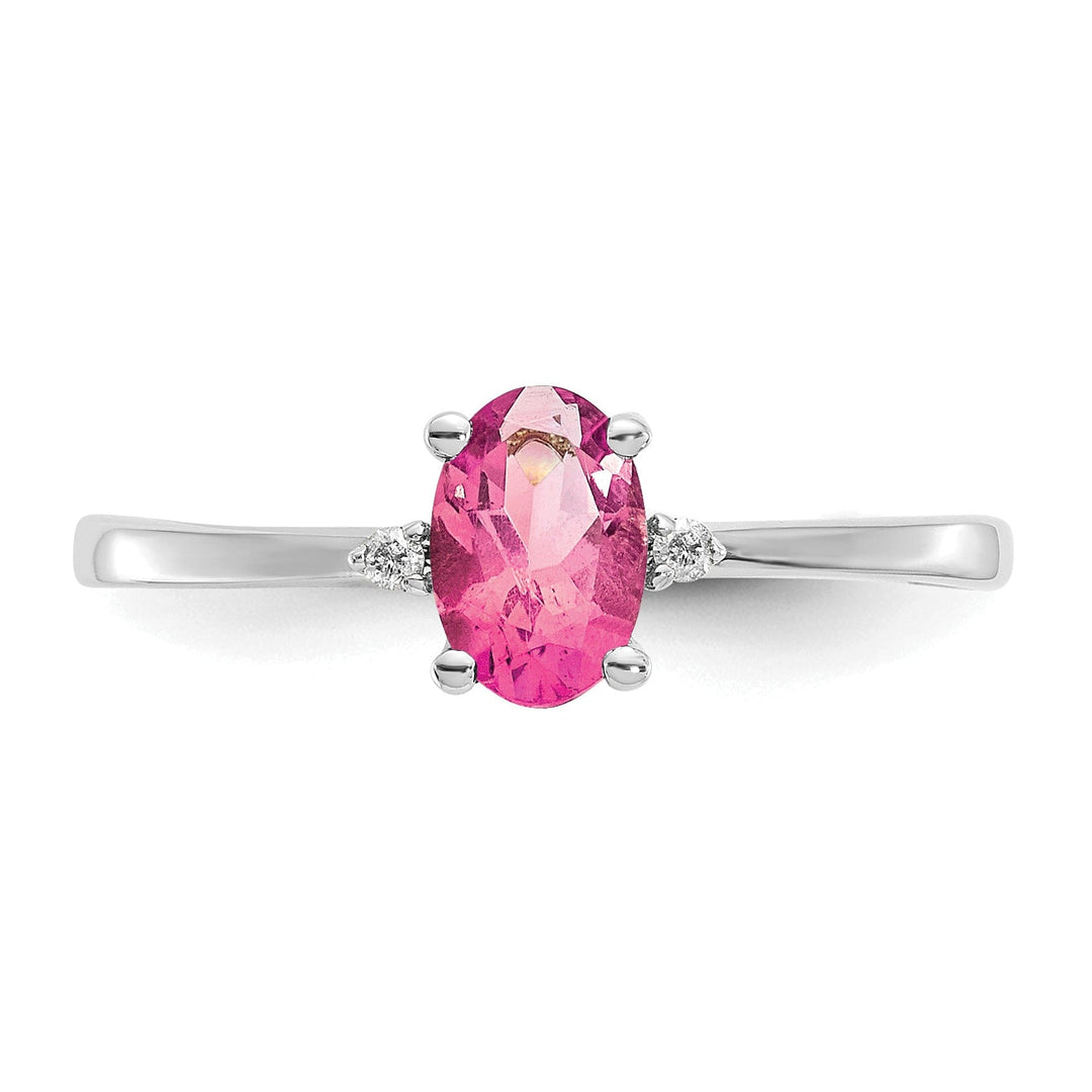 14k White Gold Diamond Pink Tourmaline Ring