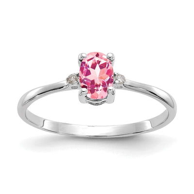 14k White Gold Diamond Pink Tourmaline Ring