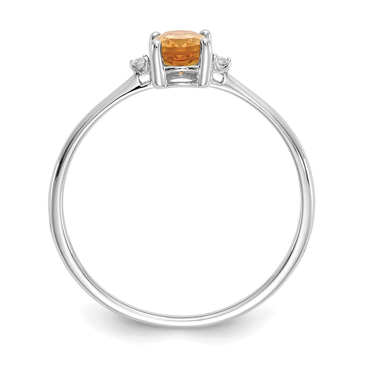 14k White Gold Diamond Citrine Birthstone Ring