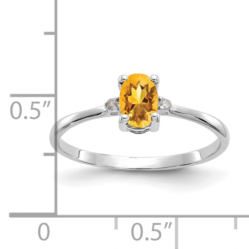 14k White Gold Diamond Citrine Birthstone Ring