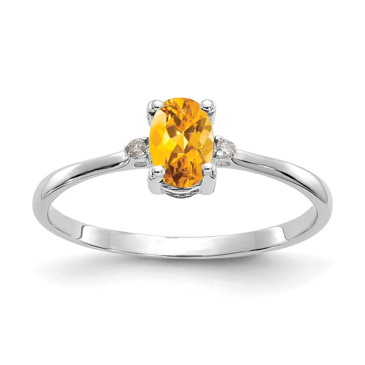 14k White Gold Diamond Citrine Birthstone Ring