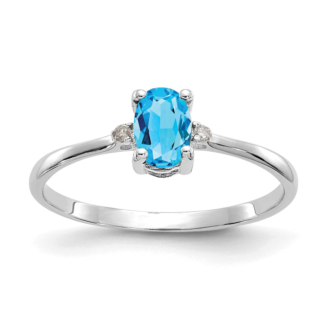 14k White Gold Diamond Blue Topaz Ring