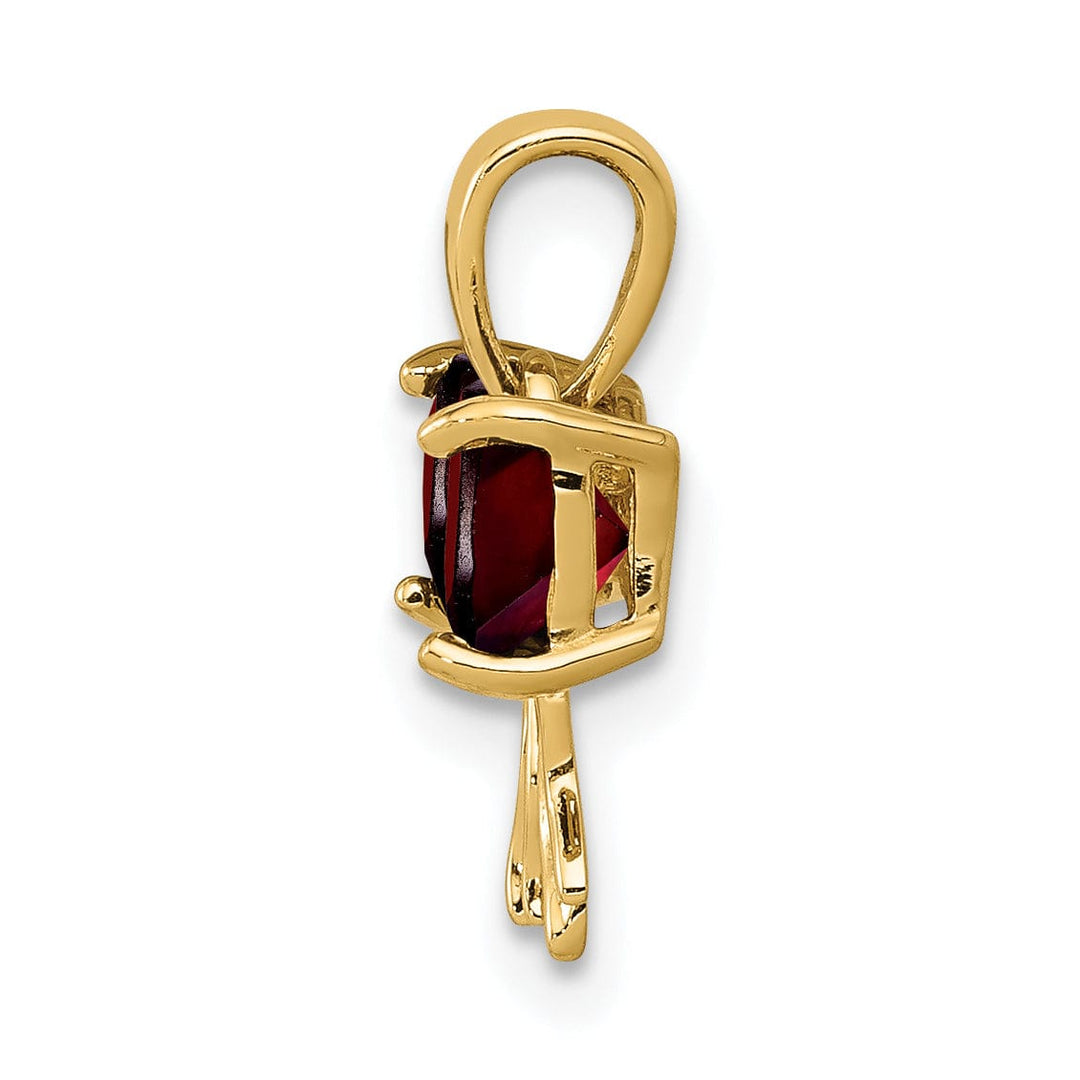 14k Yellow Gold Garnet Birthstone Bow Pendant