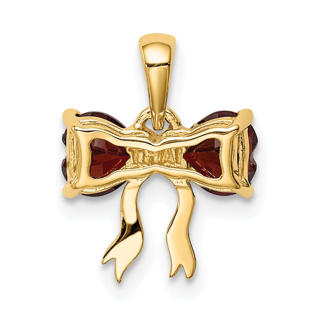 14k Yellow Gold Garnet Birthstone Bow Pendant