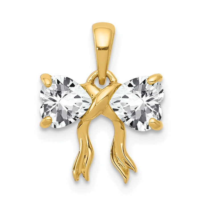 14k Yellow Gold Topaz Birthstone Bow Pendant