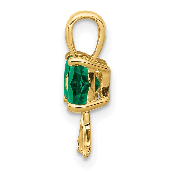 14k Yellow Gold Emerald Birthstone Bow Pendant