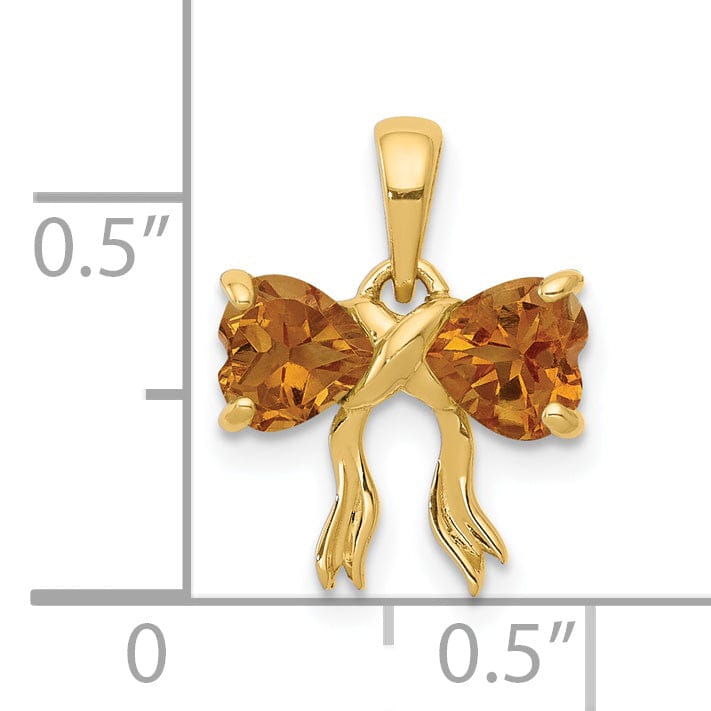 14k Yellow Gold Citrine Birthstone Bow Pendant