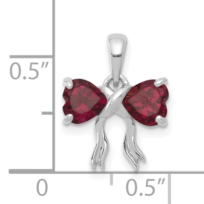 14k White Gold Rhodolite Birthstone Bow Pendant