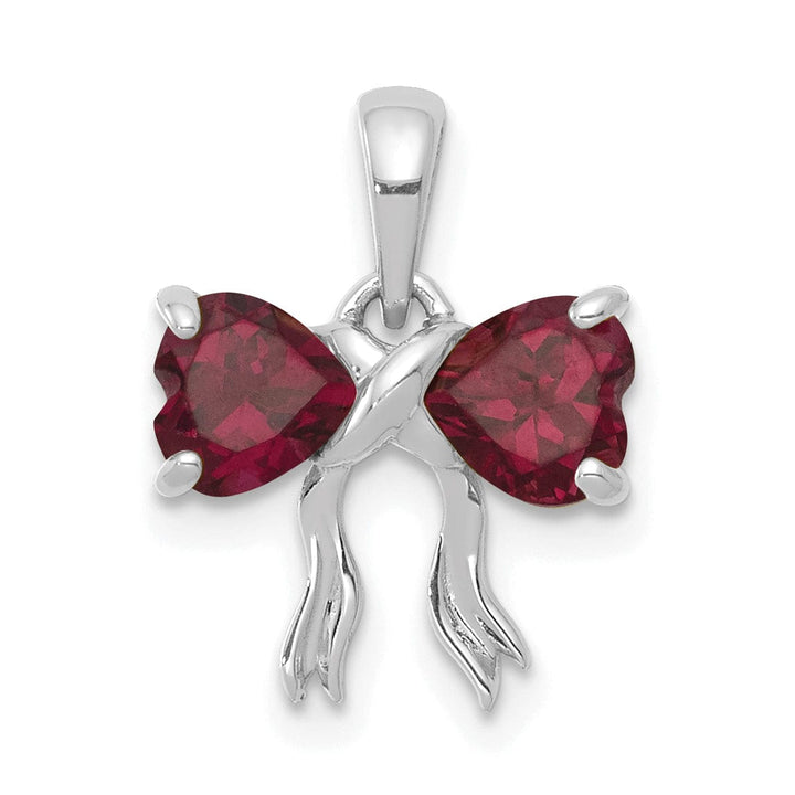 14k White Gold Rhodolite Birthstone Bow Pendant