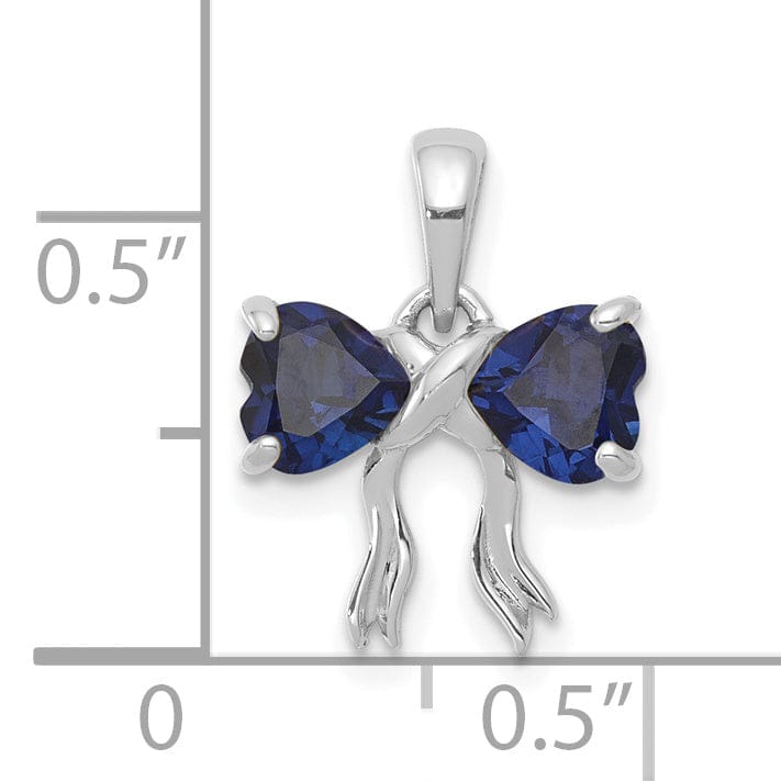 14k White Gold Sapphire Birthstone Bow Pendant