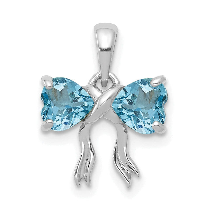 14k White Gold Light Swiss Topaz Bow Pendant