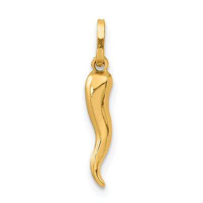 14k Yellow Gold Polished Finish Hollow 3-Dimensional Italian Horn Charm Pendant at $ 38.15 only from Jewelryshopping.com