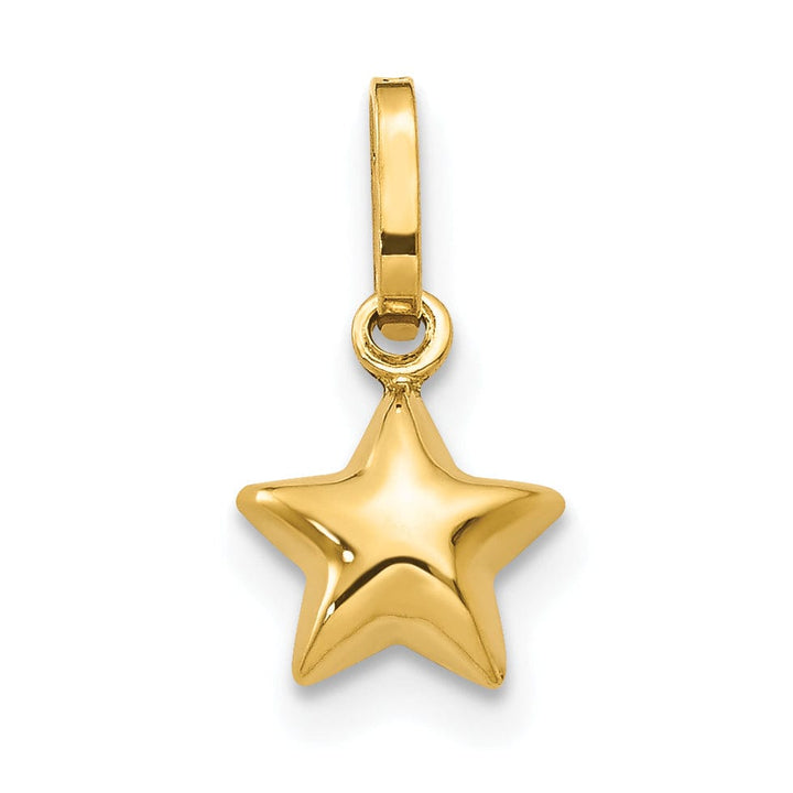 14k Yellow Gold Polished Puffed Star Charm Pendant