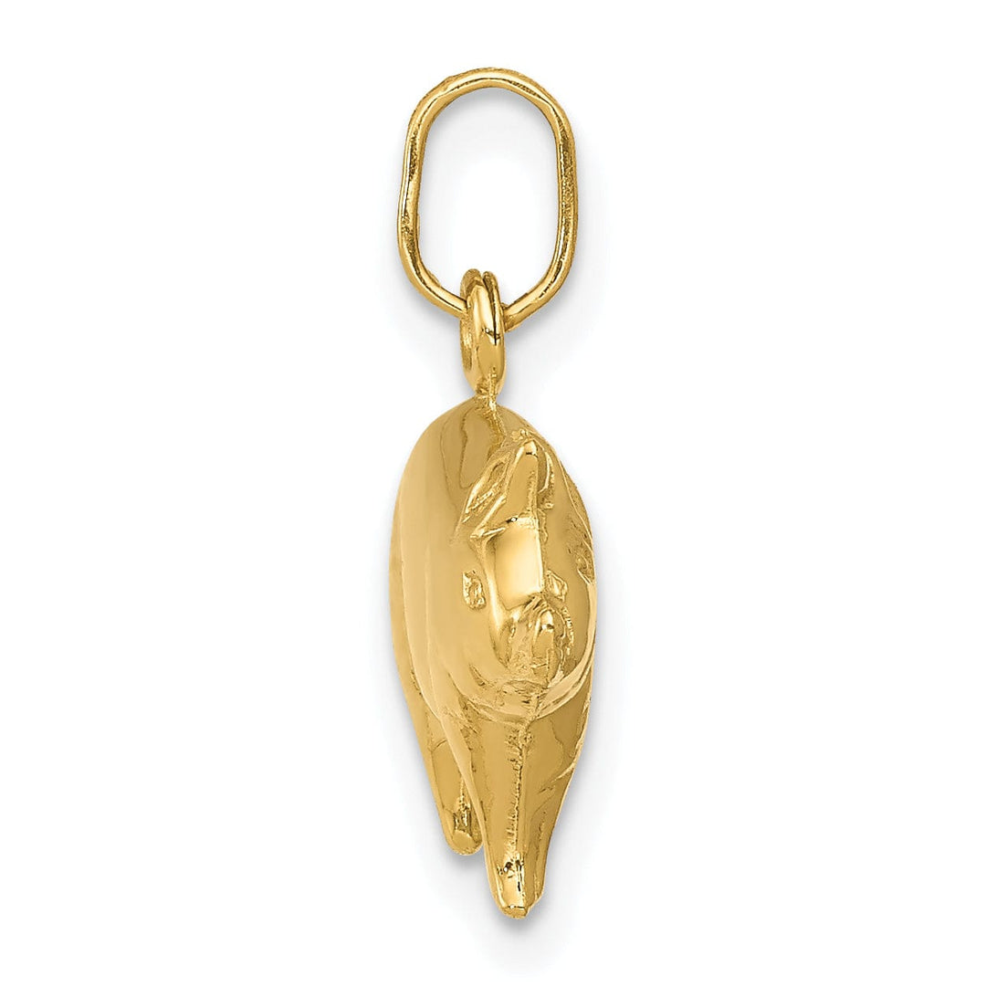 14kK Yellow Gold Polished Finish Reversible Hollow Pig Charm Pendant