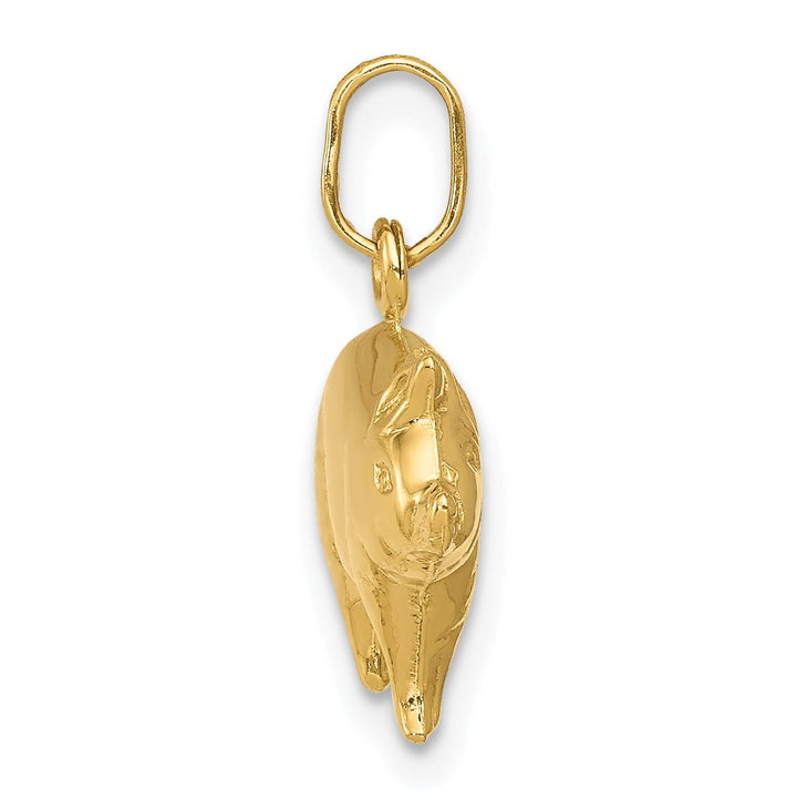 14kK Yellow Gold Polished Finish Reversible Hollow Pig Charm Pendant