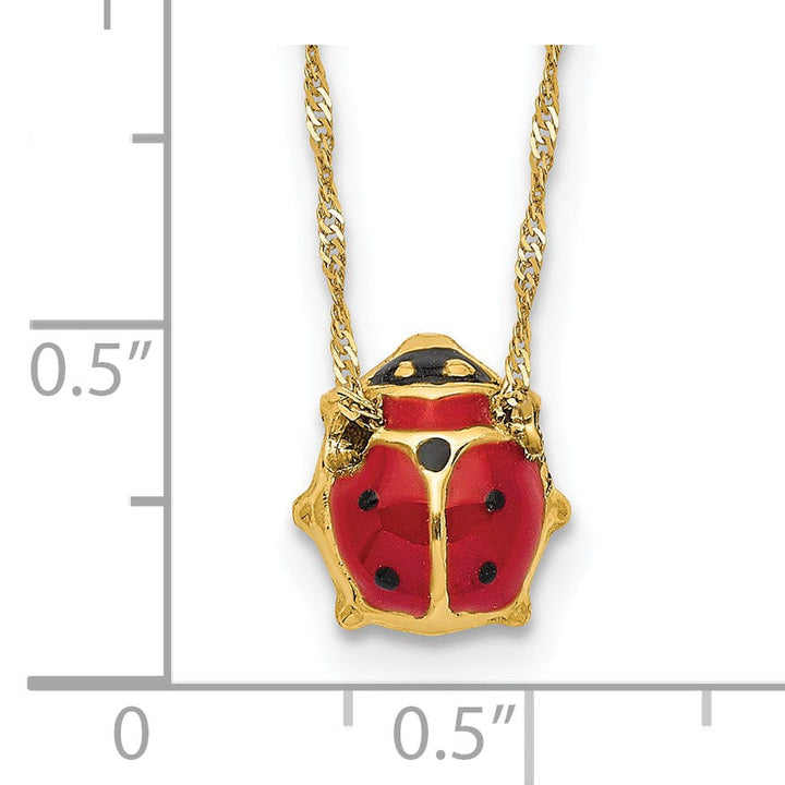 14k Yellow Gold Enameled Ladybug Necklace