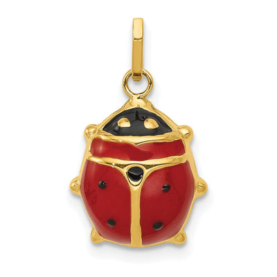14k Yellow Gold Polished Red-Black Enameled Finish Hollow Ladybug Charm Pendant at $ 76.33 only from Jewelryshopping.com