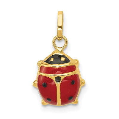14k Yellow Gold Polished Red-Black Solid Enameled Finish Flat Back Hollow Ladybug Charm Pendant at $ 53.31 only from Jewelryshopping.com