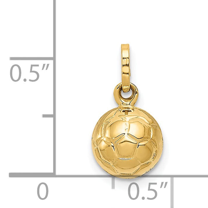 14k Yellow Gold 3-D Soccer Ball Charm Pendant