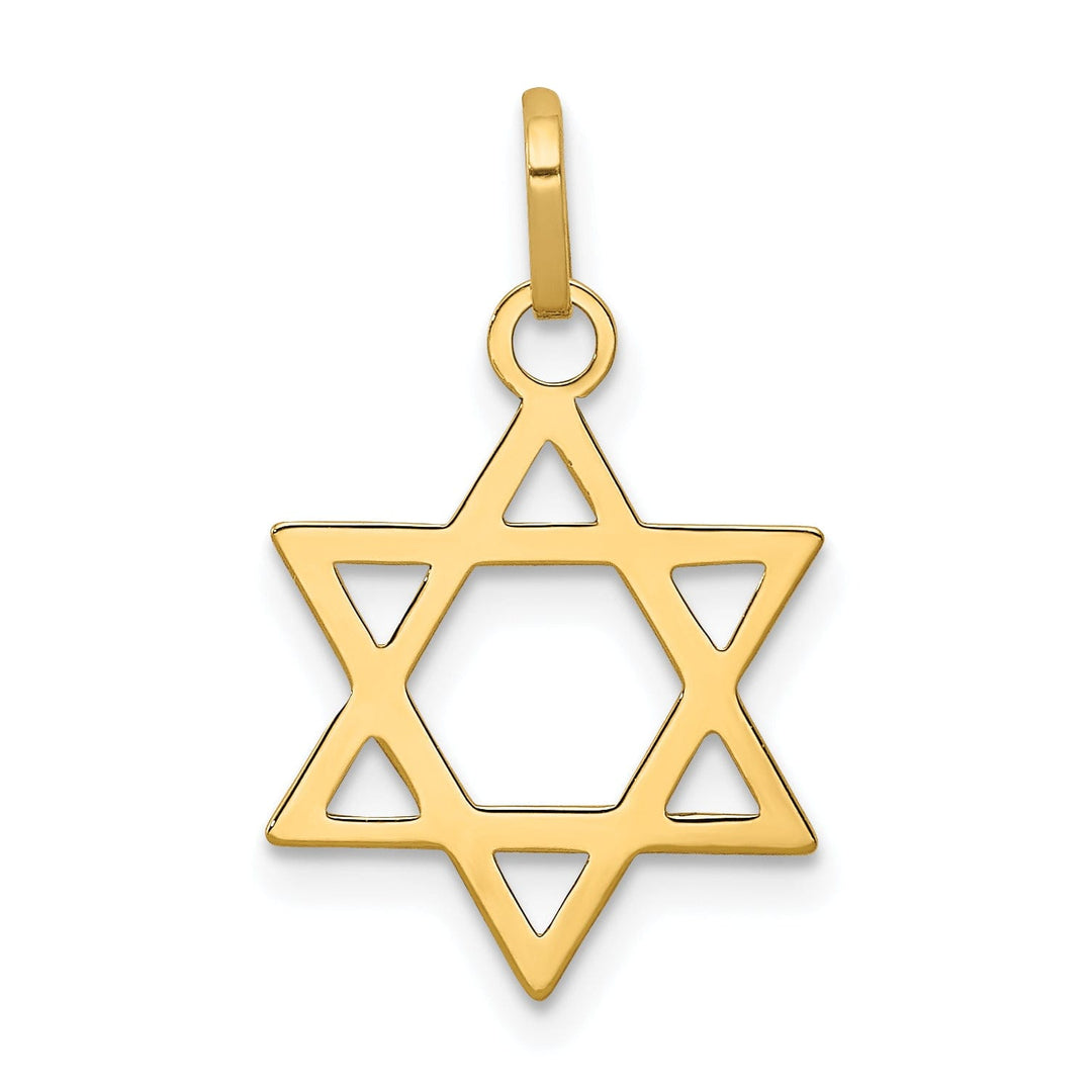 14K Yellow Gold Polished Finish Flat Back Star of David Pendant