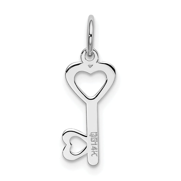 14K White Gold Hearts Design Key Charm Pendant