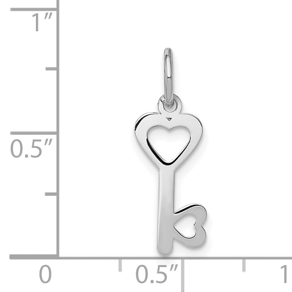 14K White Gold Hearts Design Key Charm Pendant