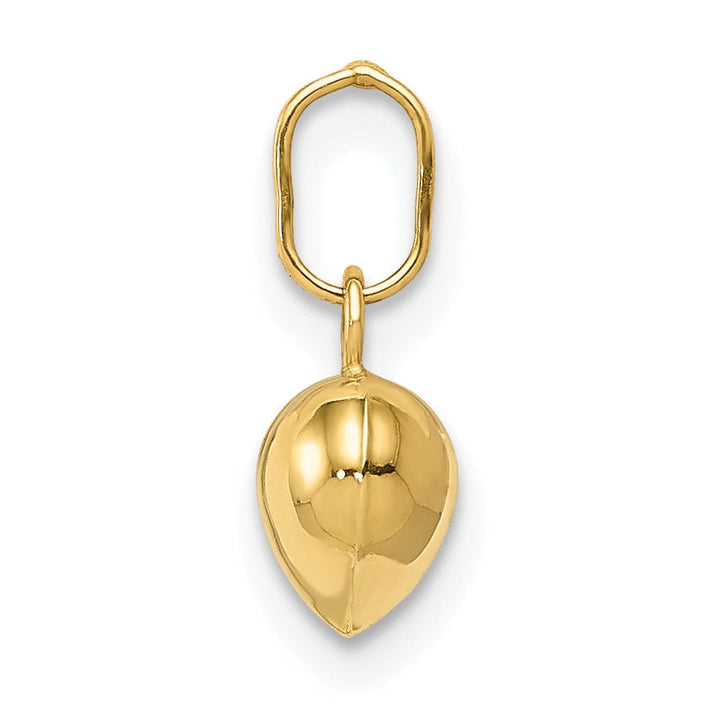 14K Yellow Gold Polished Finish 3 Dimensional Hollow Puffed Heart Pendant Charm