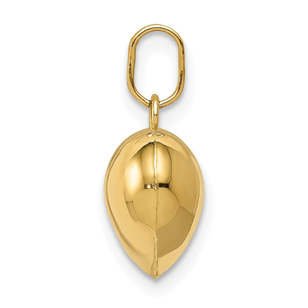 14K Yellow Gold Polished Finish 3-Dimensional Hollow Puffed Heart Pendant Charm