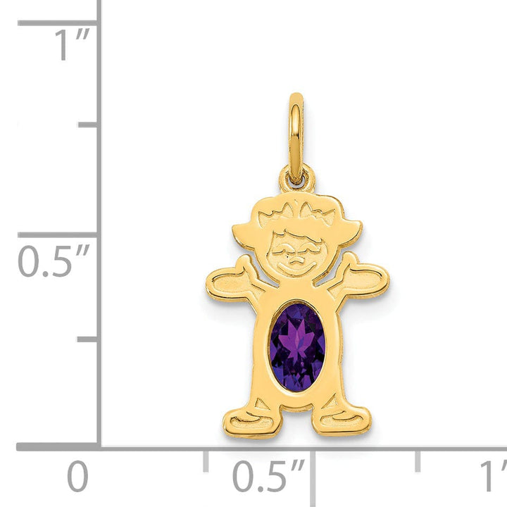 14k Yellow Gold Girl Oval Genuine Amethyst