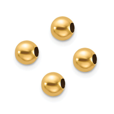 14k Yellow Gold Set of four spacer 4mm-wide beads