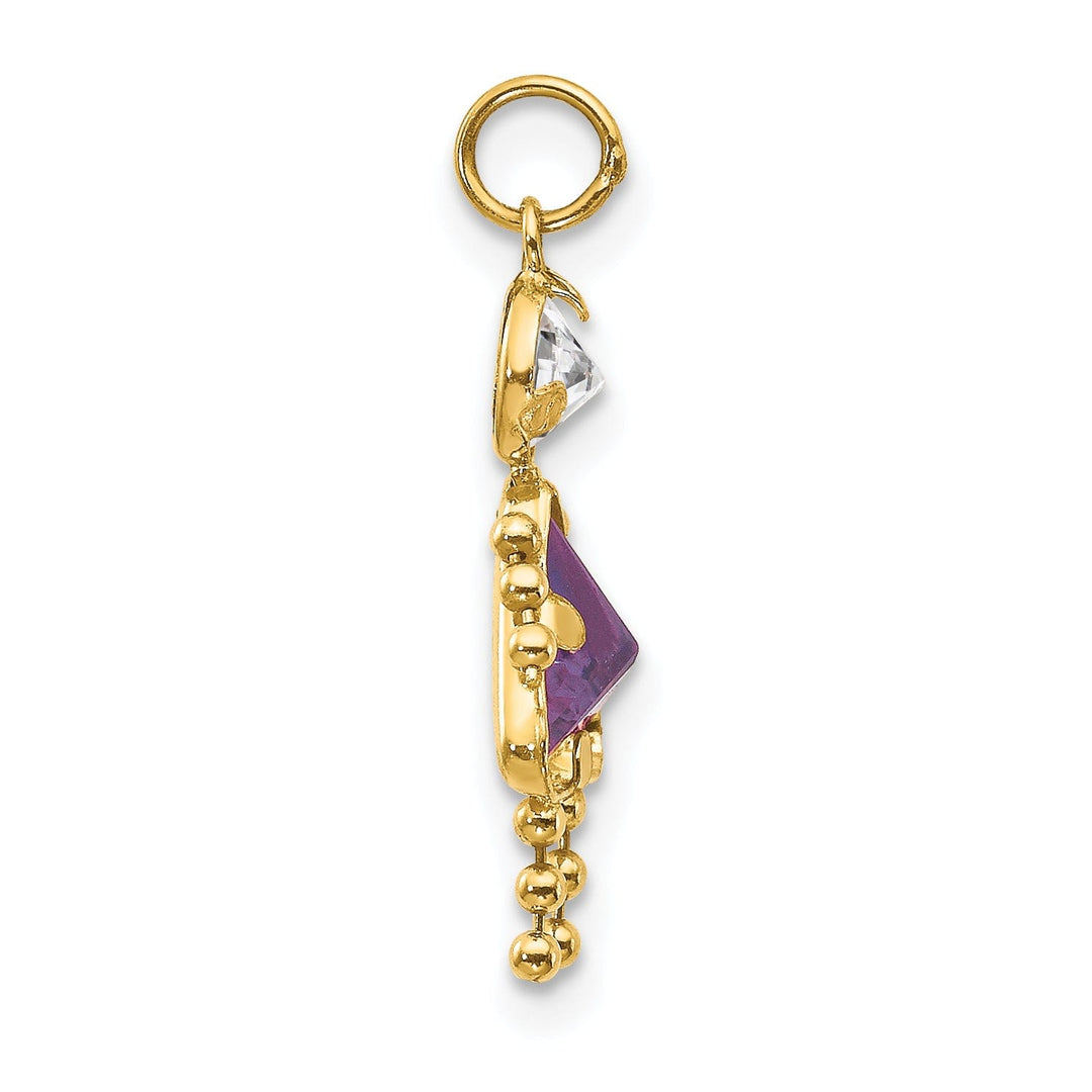 14k Yellow Gold February Girl Gemstone Charm