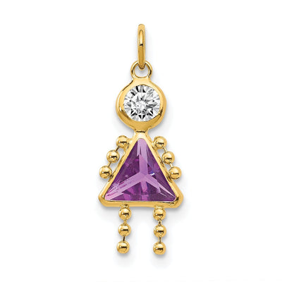 14k Yellow Gold February Girl Gemstone Charm at $ 55.57 only from Jewelryshopping.com