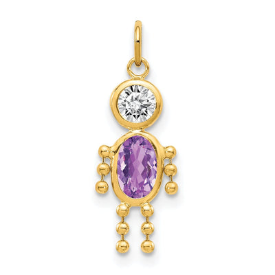14k Yellow Gold February Boy Gemstone Charm at $ 48.5 only from Jewelryshopping.com