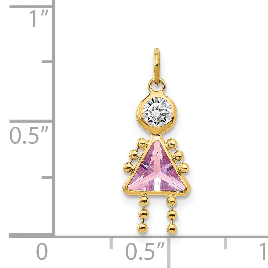 14k Yellow Gold June Girl Gemstone Charm