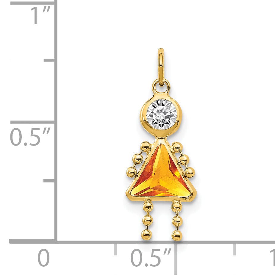 14k Yellow Gold November Girl Gemstone Charm
